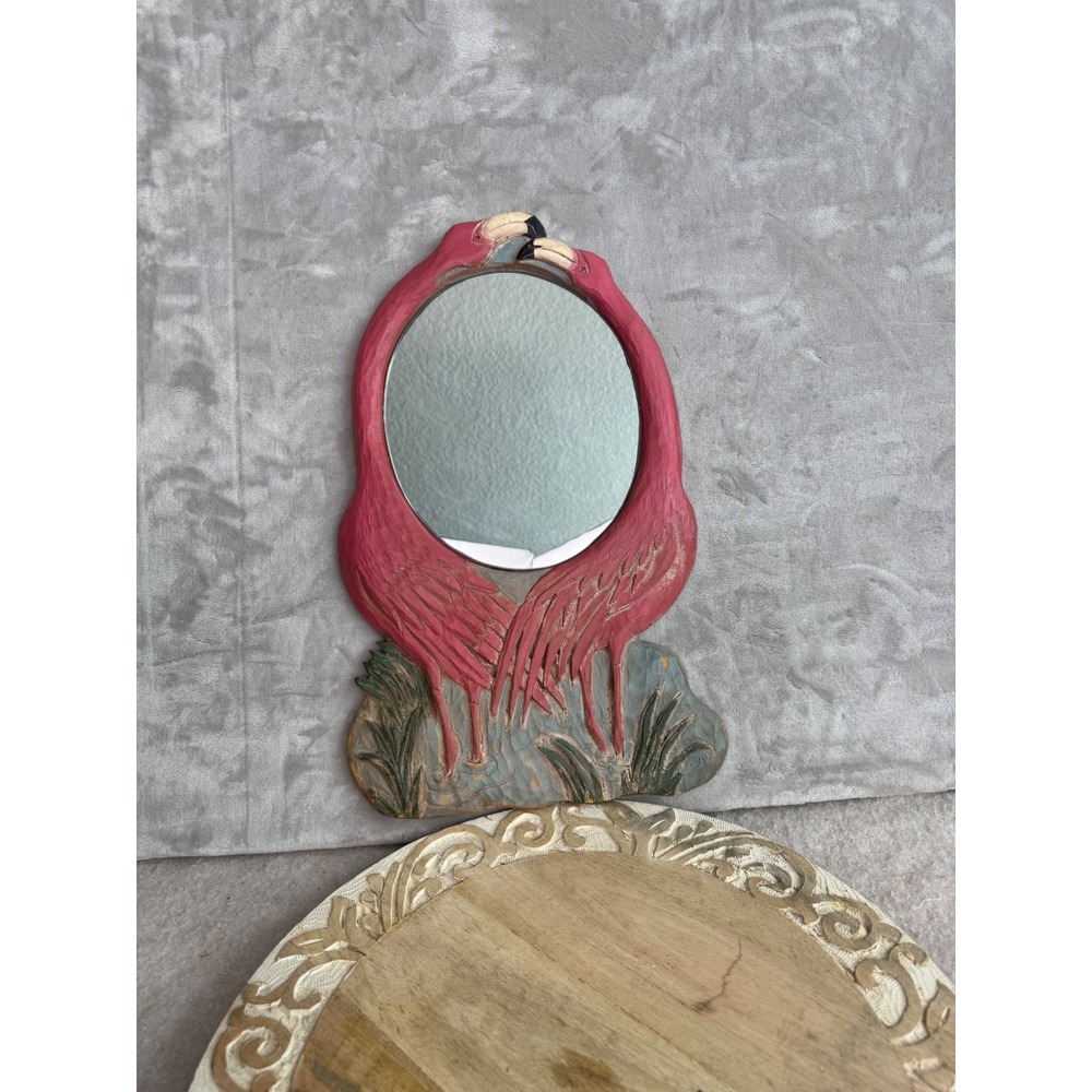 Al Pisano Country Carver Pink Flamingo Wall Mirror Tropical Coastal Decor 1998
